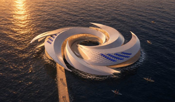 Ocean Vortex: A Spiraling Floating Parliament Designed from Recycled Marine Waste