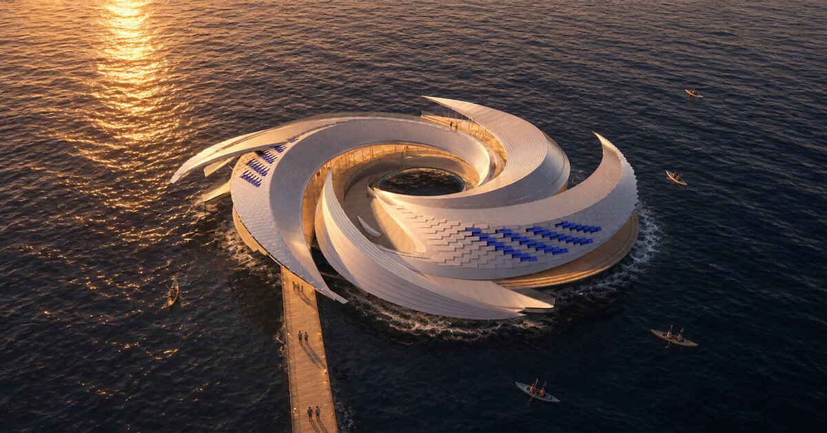 Ocean Vortex: A Spiraling Floating Parliament Designed from Recycled Marine Waste