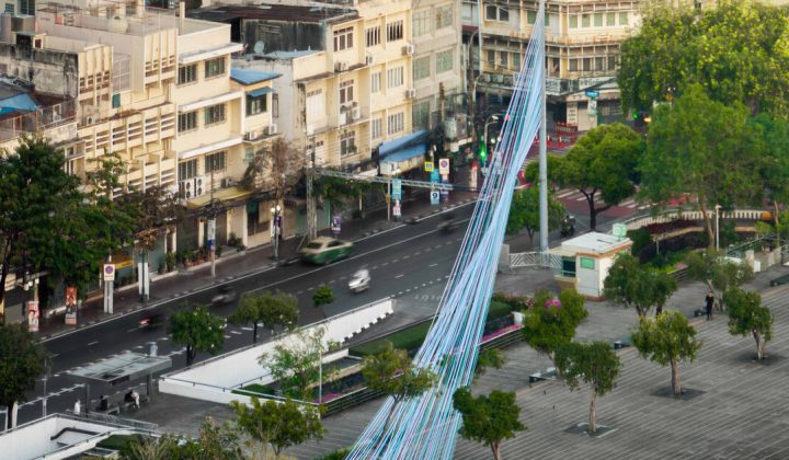 Bangkok’s Streetlights Transformed into Colorful Urban Canopies with Recycled Fabrics