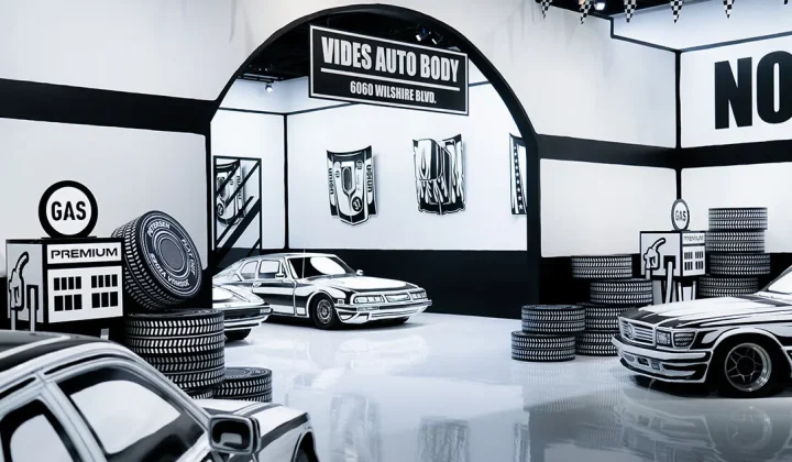Joshua Vides Transforms Petersen Automotive Museum into a Hand-Drawn Garage