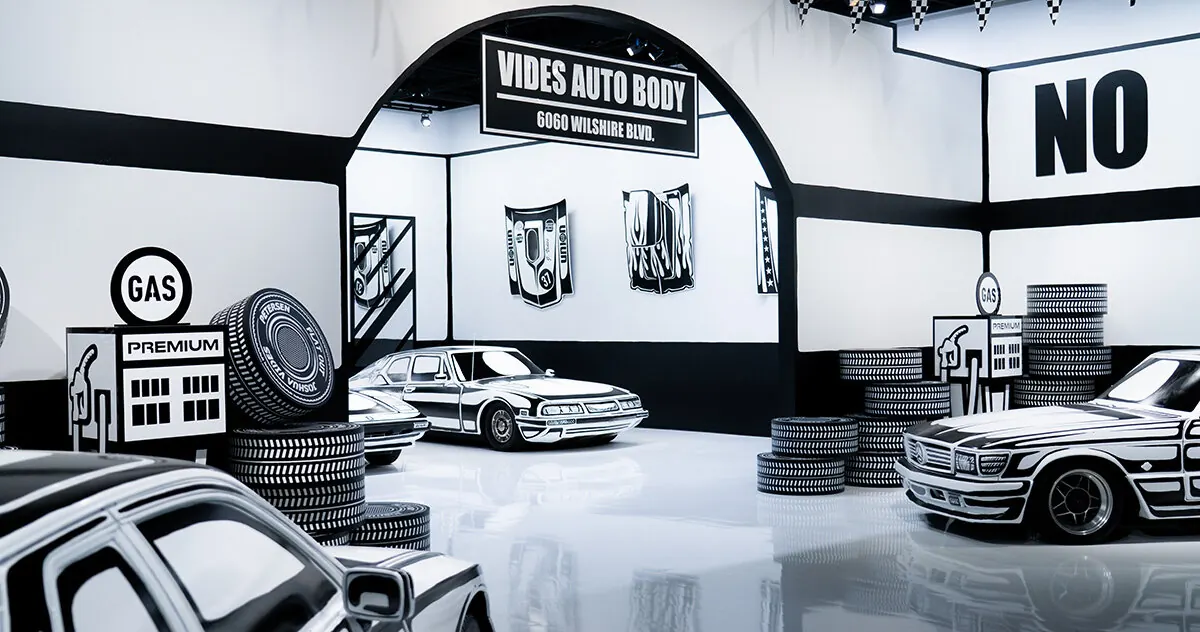 Joshua Vides Transforms Petersen Automotive Museum into a Hand-Drawn Garage
