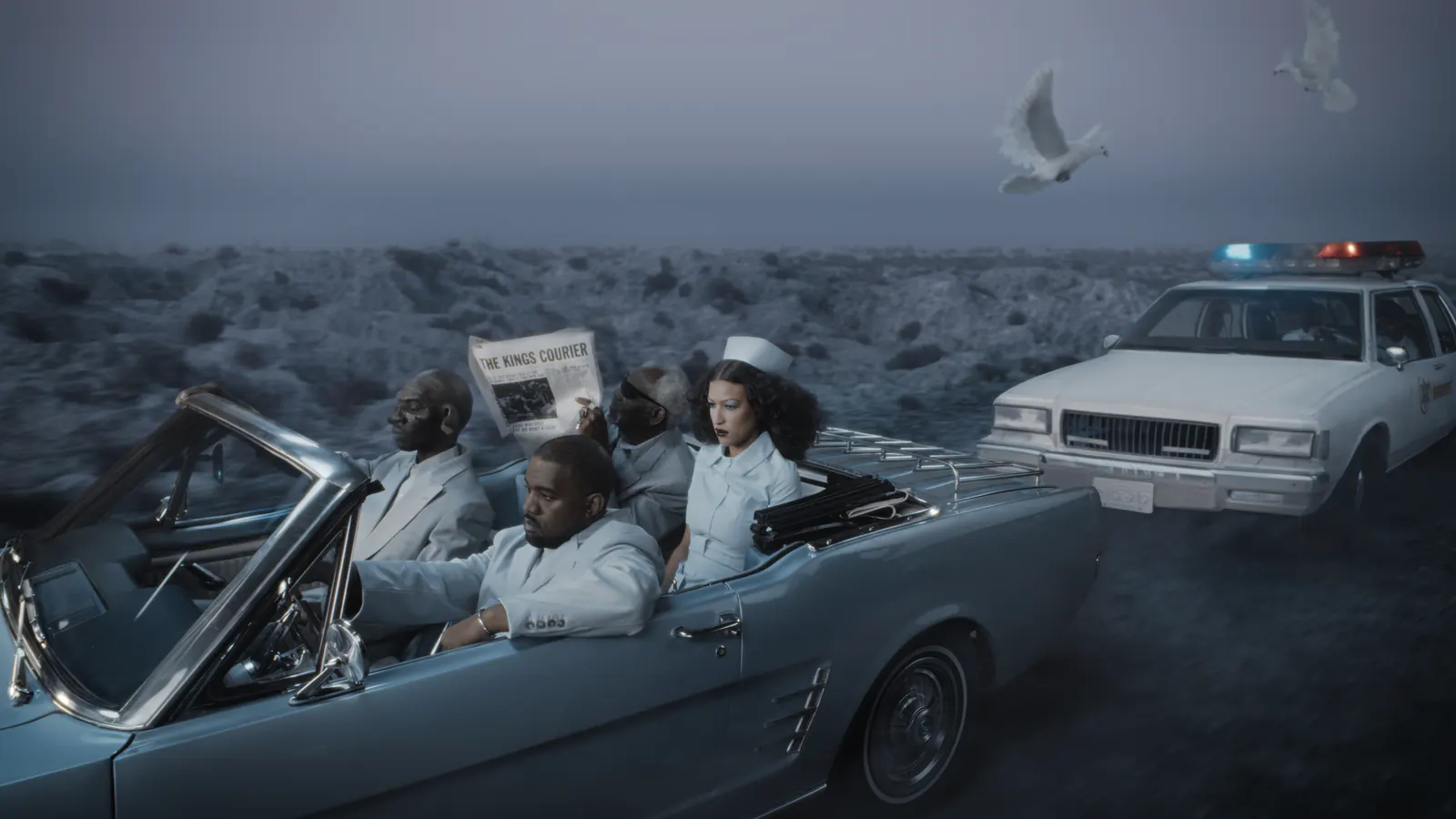 A still image from Ye's music video for 'King', directed by Bianca Censori.