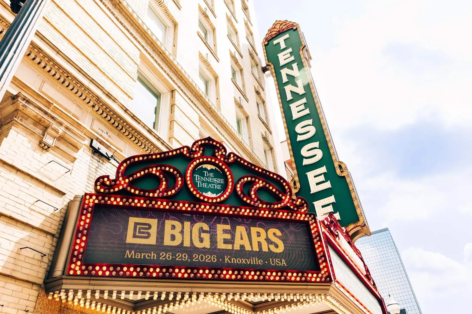 Various venues across downtown Knoxville, Tennessee, hosting the Big Ears experimental music festival, including the historic Tennessee Theater.