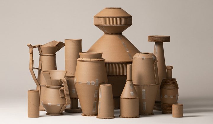 Artist Transforms Cardboard into Lasting Ceramics, Exploring Time and Beauty