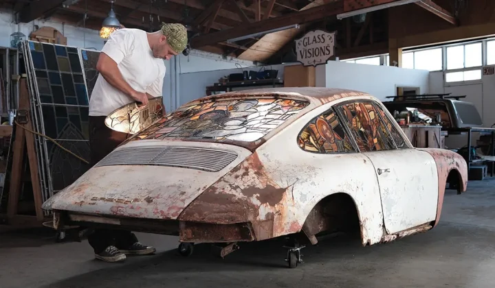 Burned Porsches Reimagined as Stained-Glass Memorials by Artist Ben Tuna
